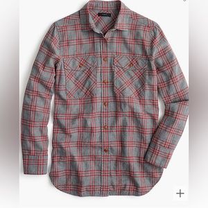 J. Crew Boyfriend Shirt in Grey Plaid, Sz 14